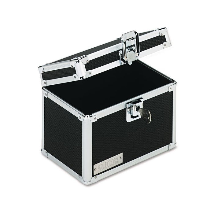 Vaultz Locking Index Card File with Flip Top, Holds 450 4 x 6 Cards, 7 x 5 x 5, Black