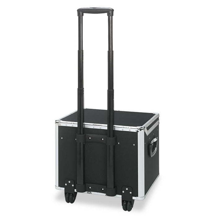Locking Mobile File Chest, Letter/Legal Files, 17.5" x 15.5" x 14.5", Black/Chrome