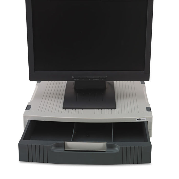 Basic LCD Monitor/Printer Stand, 15" x 11" x 3", Charcoal Gray/Light Gray