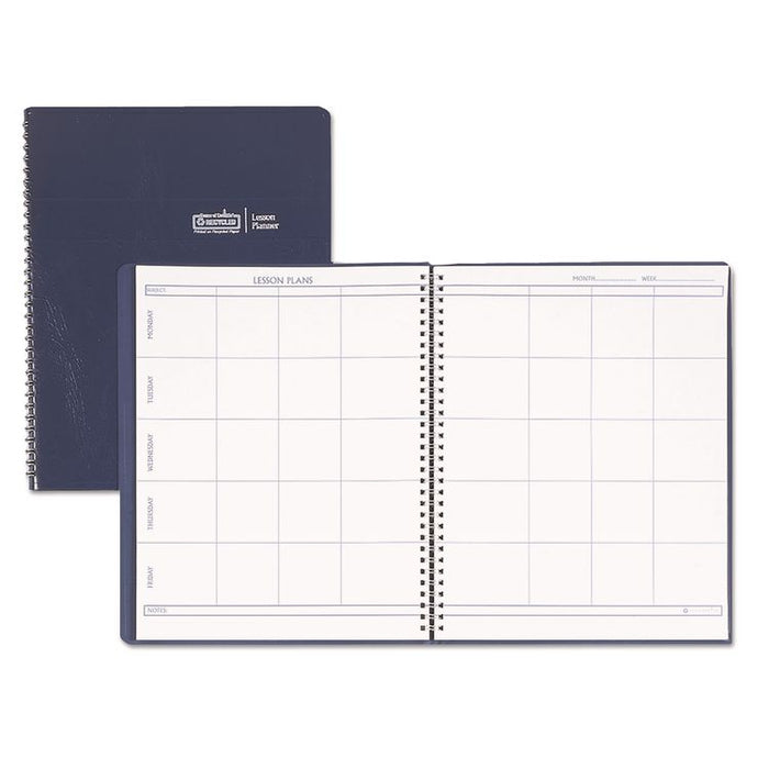 Recycled Lesson Plan Book, Weekly, 8 Classes, Blue Cover, 11 x 8.5 Sheets, 41-Week Span