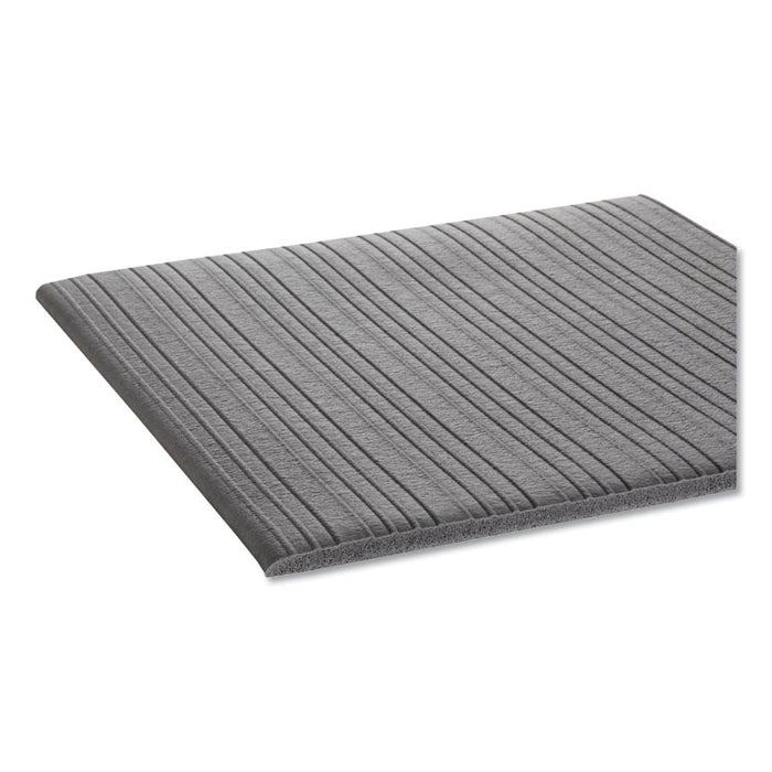 Ribbed Vinyl Anti-Fatigue Mat, Rectangular, Gray Ribbed Surface, 27" x 36"