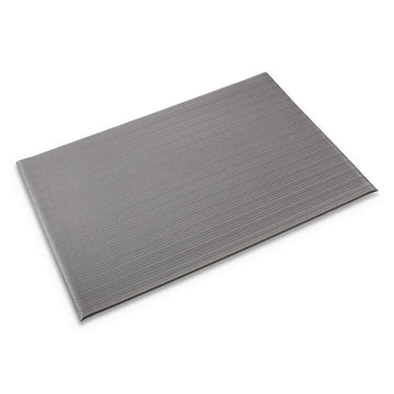 Ribbed Vinyl Anti-Fatigue Mat, Rectangular, Gray Ribbed Surface, 27" x 36"