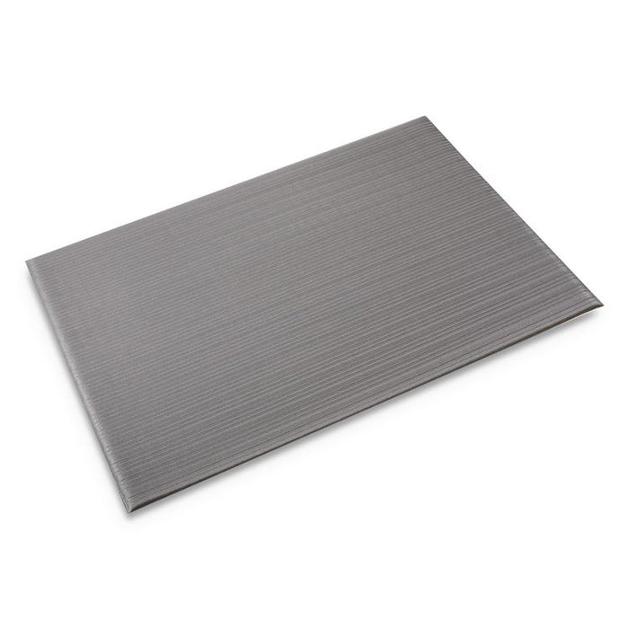 Ribbed Vinyl Anti-Fatigue Mat, Rectangular, Gray Ribbed Surface, 36" x 60"