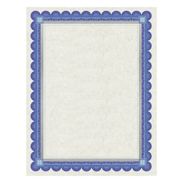 Parchment Certificates, Academic, 8.5 x 11, Ivory with Blue/Silver Foil Border, 15/Pack