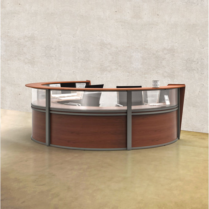 Reception Desk with Polycarbonate, 72 x 32 x 46, Cherry