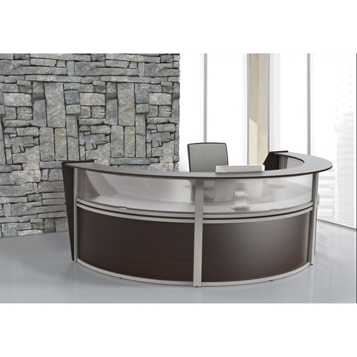 Reception Desk with Polycarbonate, 72 x 32 x 46, Mocha