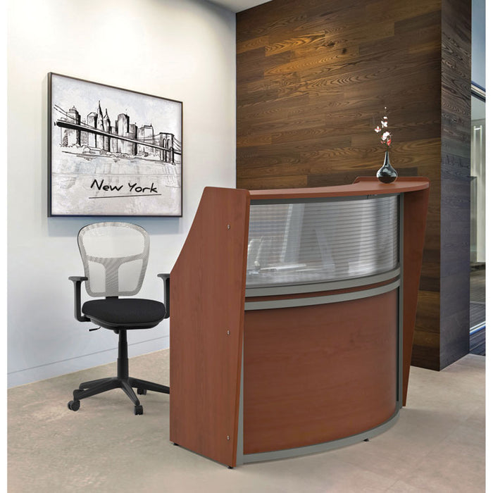 Reception Desk with Polycarbonate, 72 x 32 x 46, Cherry