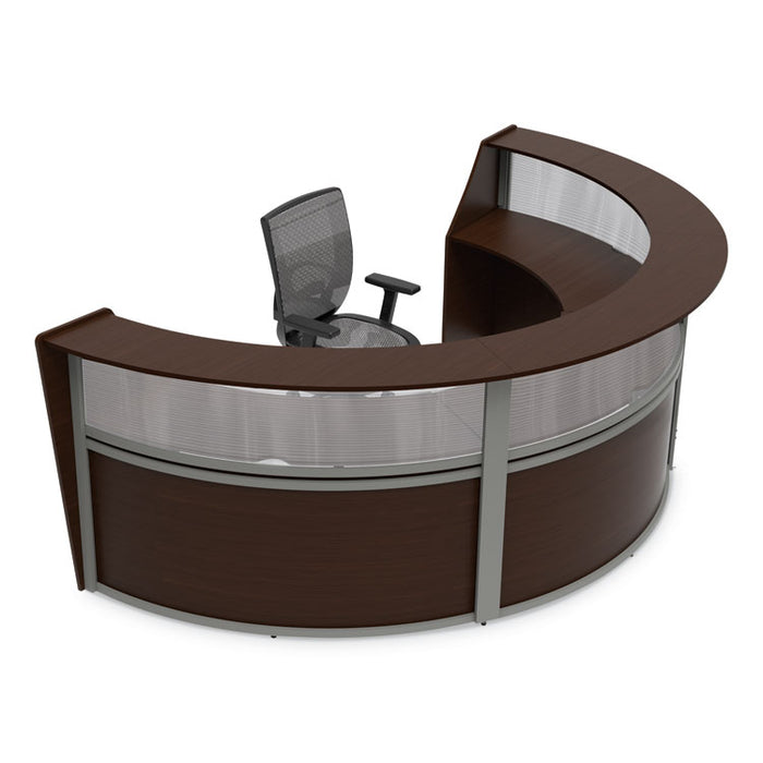 Reception Desk with Polycarbonate, 72 x 32 x 46, Mocha
