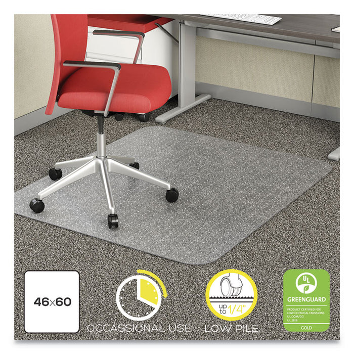 EconoMat Occasional Use Chair Mat for Flat Pile Carpeted Floors, Rectangular, 46" x 60", Clear, Ships Rolled