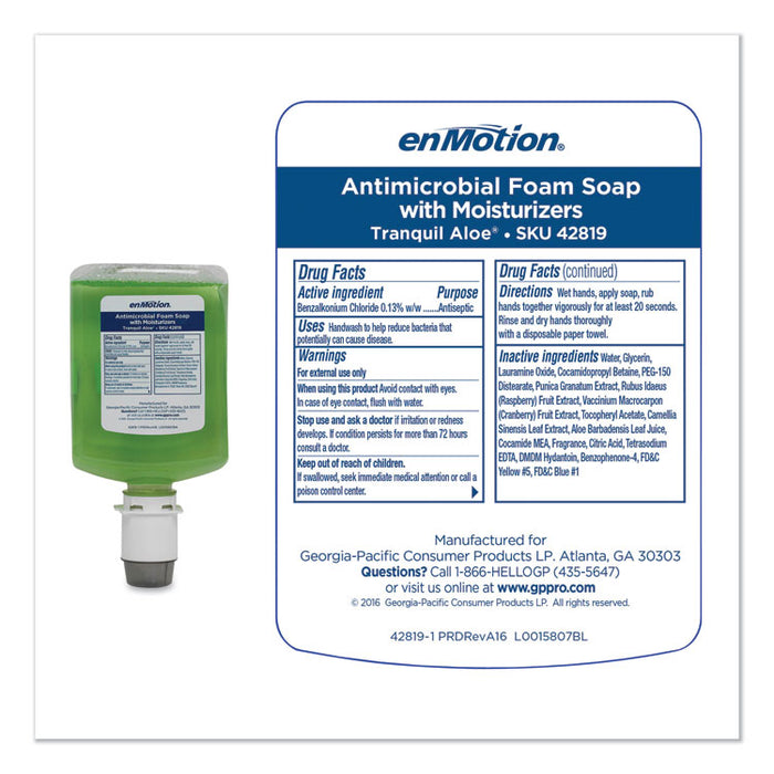 GP enMotion Automated Touchless Antimicrobial Foam Soap Refill, Tranquil Aloe Scent, 1,200 mL Bottle, 2/Carton