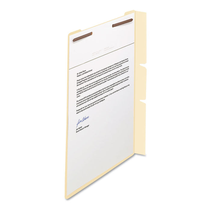 Self-Adhesive Folder Dividers for Top/End Tab Folders, 2 Fasteners, Letter Size, Manila, 100/Box