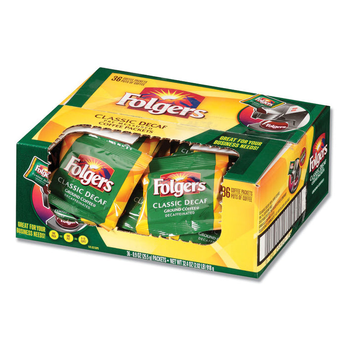 Coffee, Classic Roast, Decaf, 0.9 oz Bag, 36/Carton