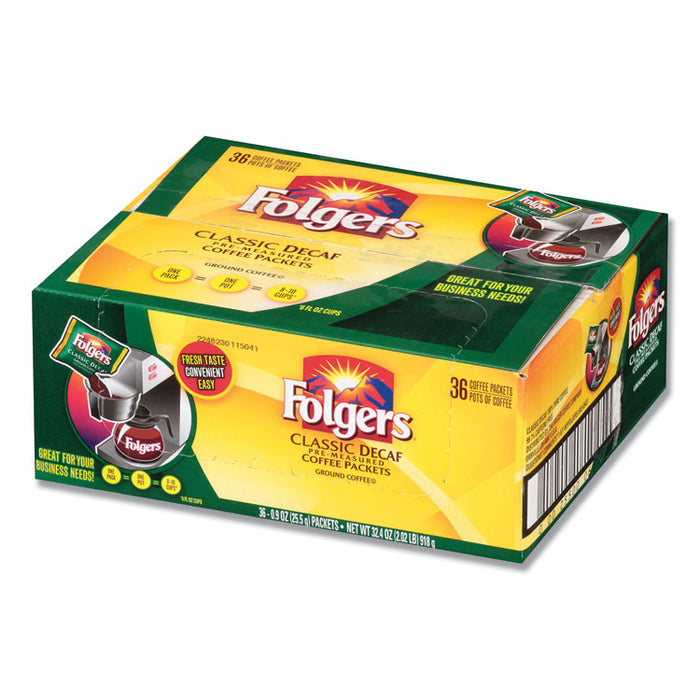 Coffee, Classic Roast, Decaf, 0.9 oz Bag, 36/Carton