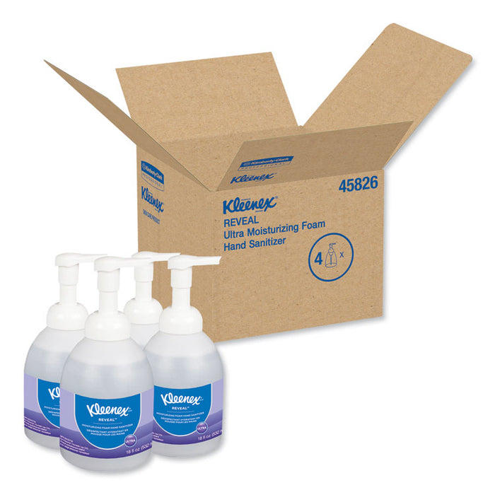 Reveal Ultra Moisturizing Foam Hand Sanitizer, 18 oz Bottle, Fragrance-Free, 4/Carton
