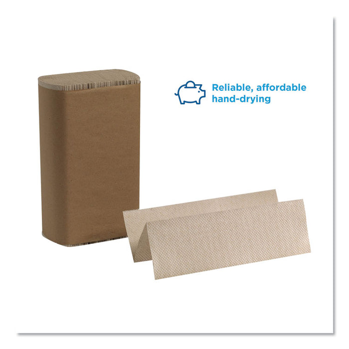 Pacific Blue Basic M-Fold Paper Towels, 1-Ply, 9.2 x 9.4, Brown, 250/Pack, 16 Packs/Carton