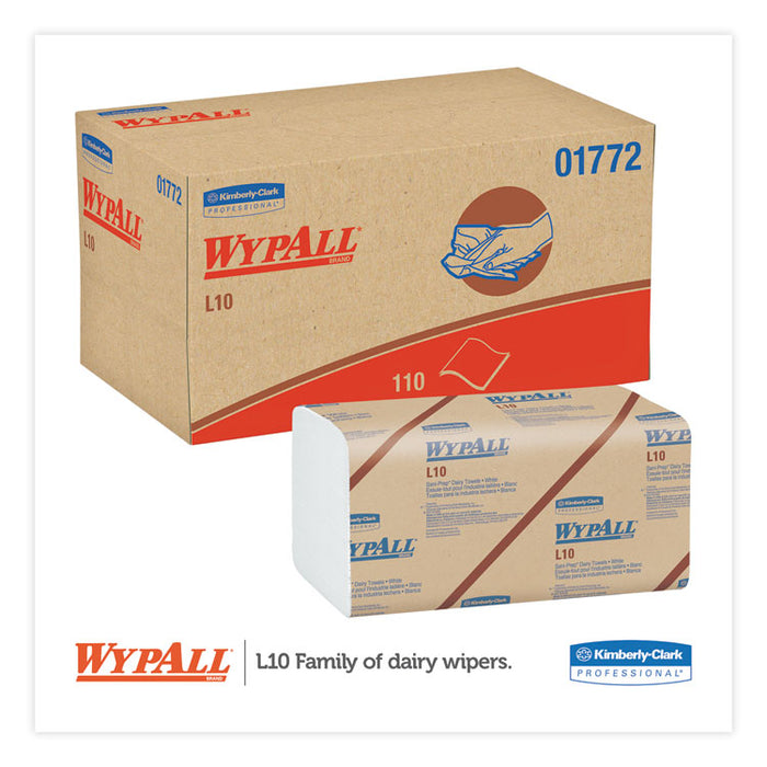L10 SANI-PREP Dairy Towels, POP-UP Box, 1-Ply,  9 x 10.5, White, 110/Pack, 18 Packs/Carton