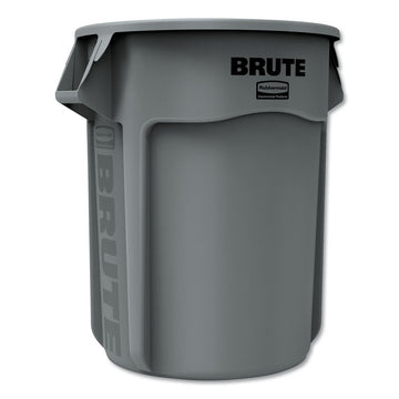 Vented Round Brute Container, 55 gal, Plastic,  Gray