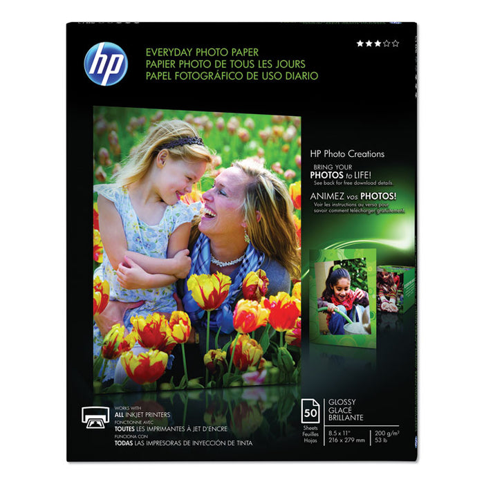 Everyday Photo Paper, 8 mil, 8.5 x 11, Glossy White, 50/Pack