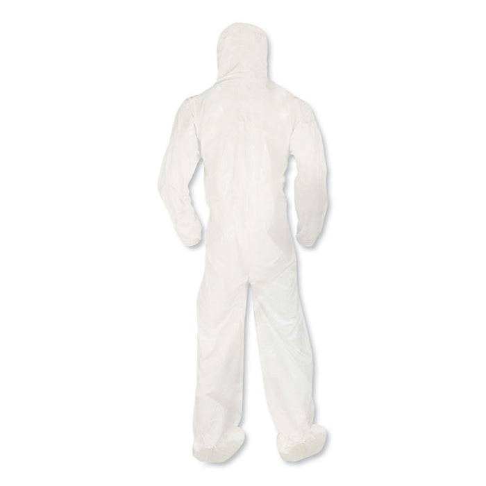 A80 Elastic-Cuff Hood and Boot Coveralls, Large, White, 12/Carton