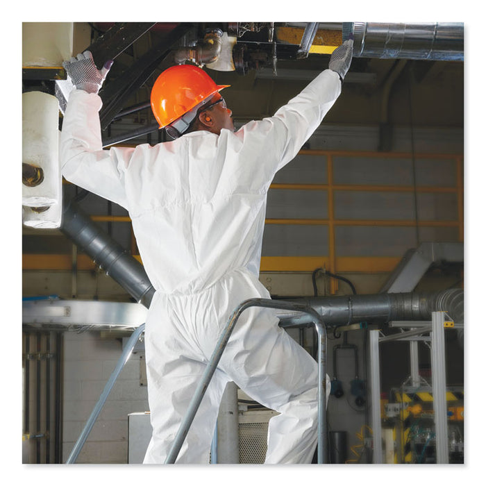 A30 Elastic-Back and Cuff Coveralls, 1" Flap, 4X-Large, White, 25/Carton