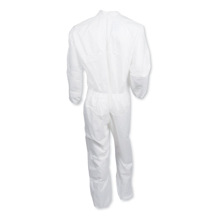 A30 Elastic-Back and Cuff Coveralls, 1" Flap, Large, White, 25/Carton