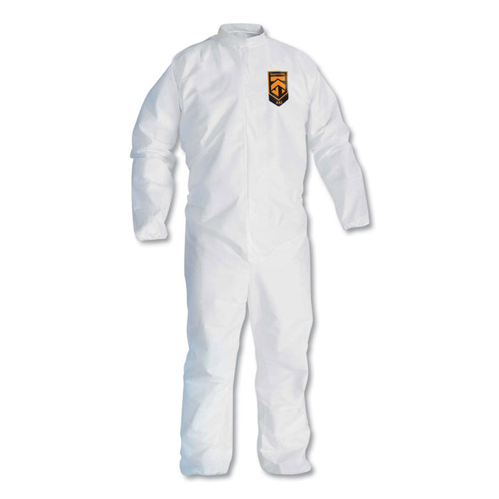 A30 Elastic-Back Coveralls, Open Wrist and Ankles, 1" Flap, White, X-Large, 25/Carton