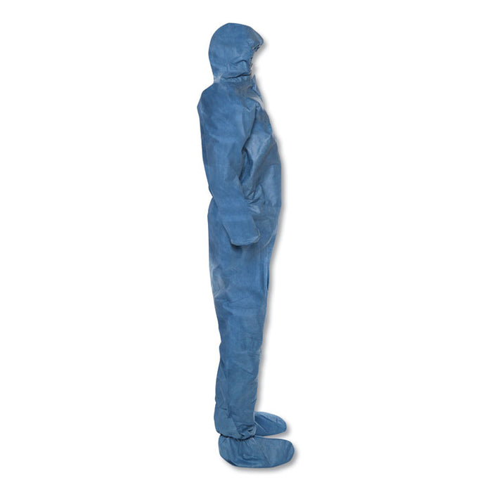 A20 Breathable Particle Protection Coveralls, Hood and Boots,  Large, Blue, 24/Carton