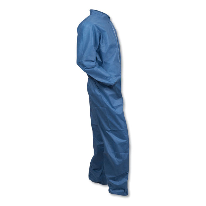A20 Coveralls, MICROFORCE Barrier SMS Fabric, Zip Front, Elastic Wrists/Ankles, X-Large, Blue, 24/Carton