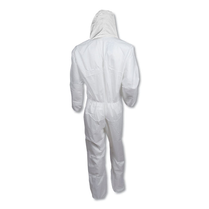 A30 Elastic-Back and Cuff Hooded Coveralls, 1" Flap, 2X-Large, White, 25/Carton