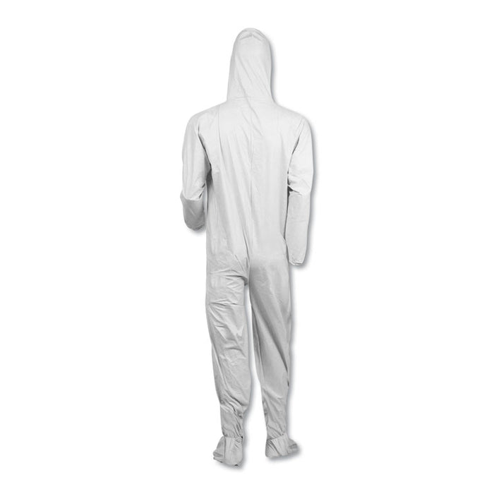 A45 Prep and Paint Coveralls, Zipper Front, Hood and Boots, Elastic Wrists and Ankles, White, Large, 25/Carton