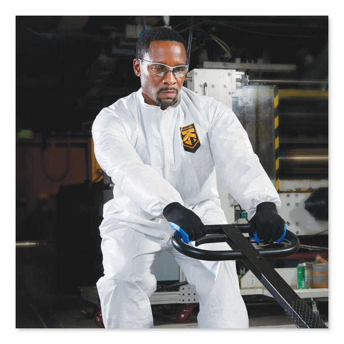 A30 Elastic-Back Coveralls, Open Wrist and Ankles, 1" Flap, White, X-Large, 25/Carton