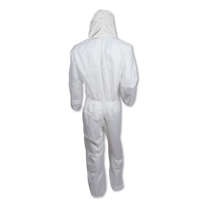 A20 Elastic Back, Cuff and Ankles Hooded Coveralls, 4X-Large, White, 20/Carton