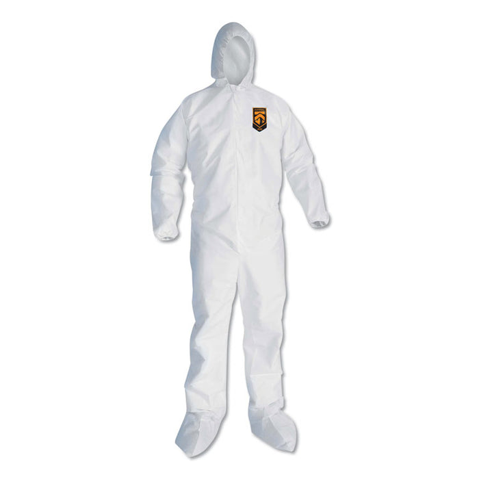 A30 Hood and Boots Splash/Particle Protection Coverall, 5X-Large, White, 25/Carton
