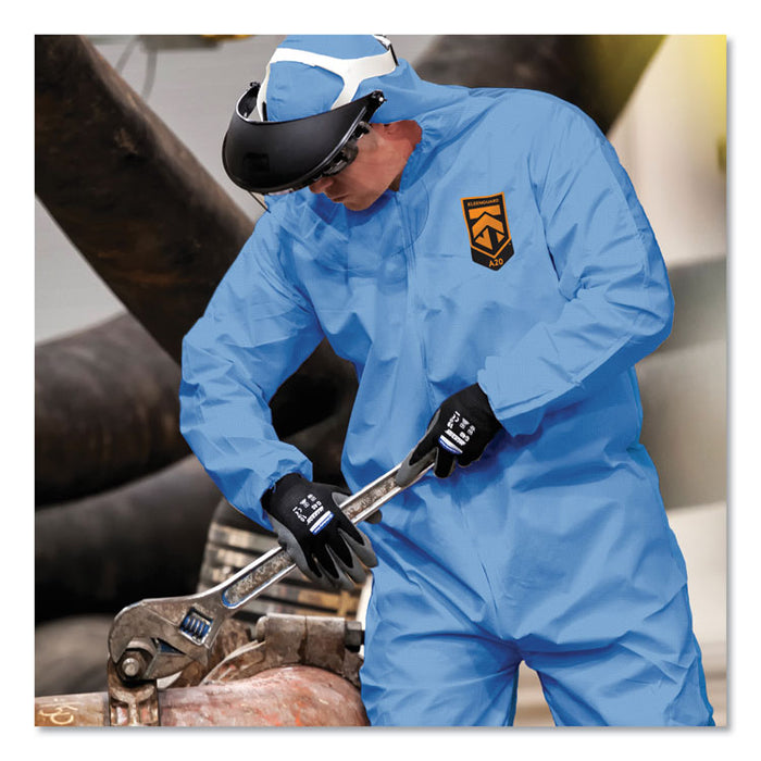 A20 Breathable Particle Protection Coveralls, Hood and Boots, X-Large, Blue, 24/Carton