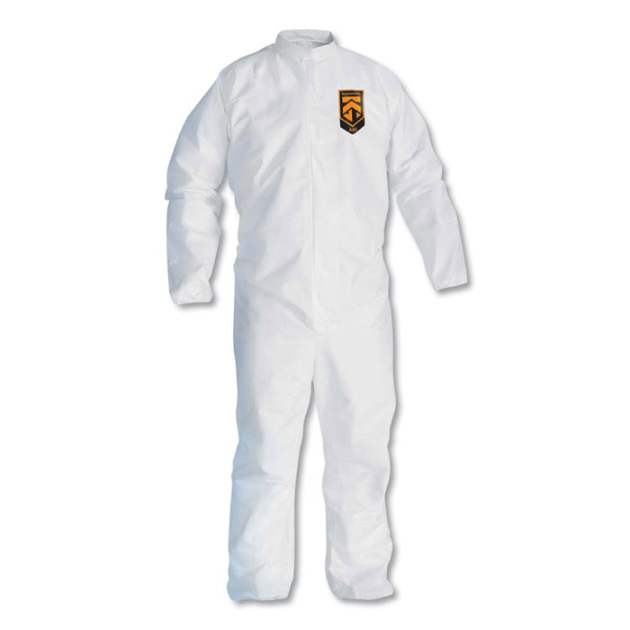 A30 Elastic-Back Coveralls, Open Wrist and Ankles, 1" Flap, White, 2X-Large, 25/Carton