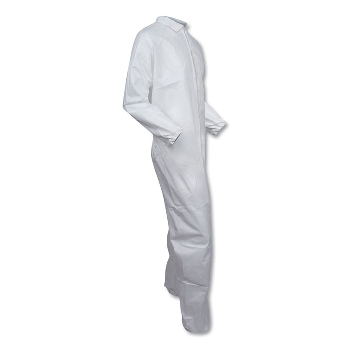 A30 Elastic-Back and Cuff Coveralls, 1" Flap, 2X-Large, White, 25/Carton