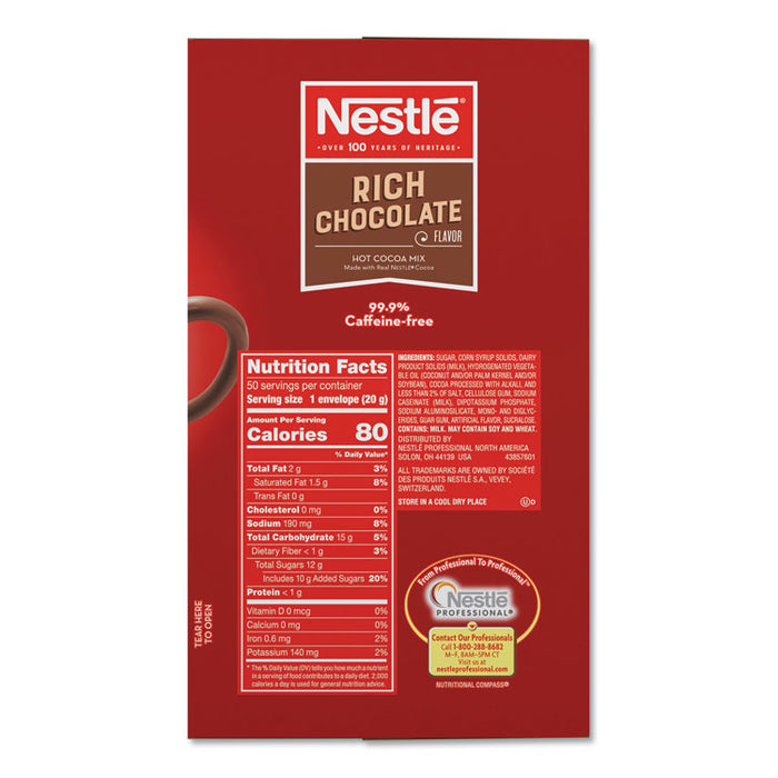 Hot Cocoa Mix, Rich Chocolate, 0.71 oz Packets, 50/Box