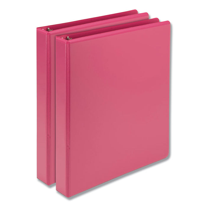 Earth's Choice Plant-Based Durable Fashion View Binder, 3 Rings, 1" Capacity, 11 x 8.5, Berry, 2/Pack