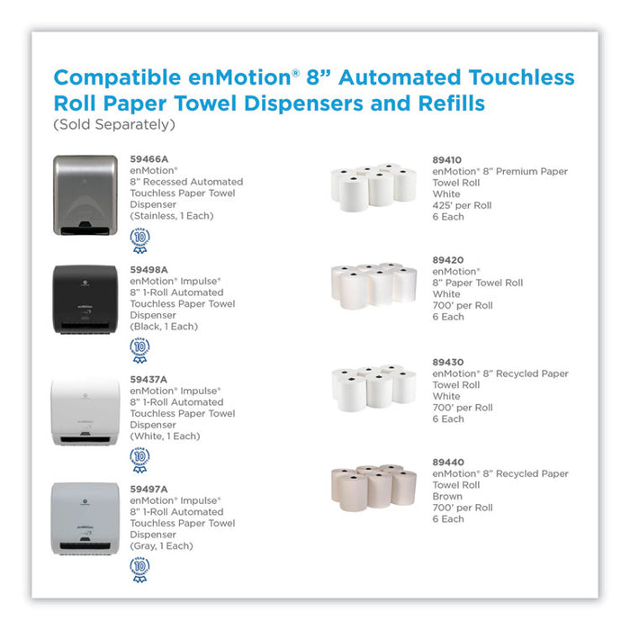 enMotion Paper Towels, 1-Ply, 8.25" x 700 ft, White, 6 Rolls/Carton
