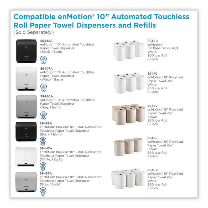 enMotion High Capacity Paper Towel Rolls, 1-Ply, 10" x 800 ft, White, 6 Rolls/Carton