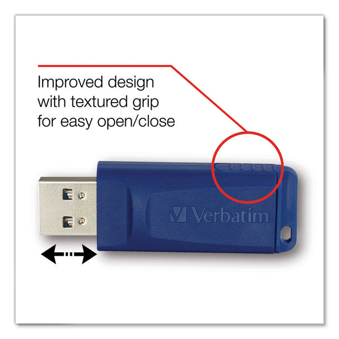 Classic USB 2.0 Flash Drive, 16 GB, Blue, 5/Pack