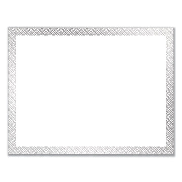 Foil Border Certificates, 8.5 x 11, White/Silver with Braided Silver Border,15/Pack