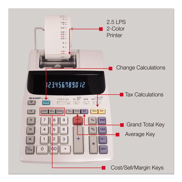 EL-1801V Two-Color Printing Calculator, Black/Red Print, 2.1 Lines/Sec