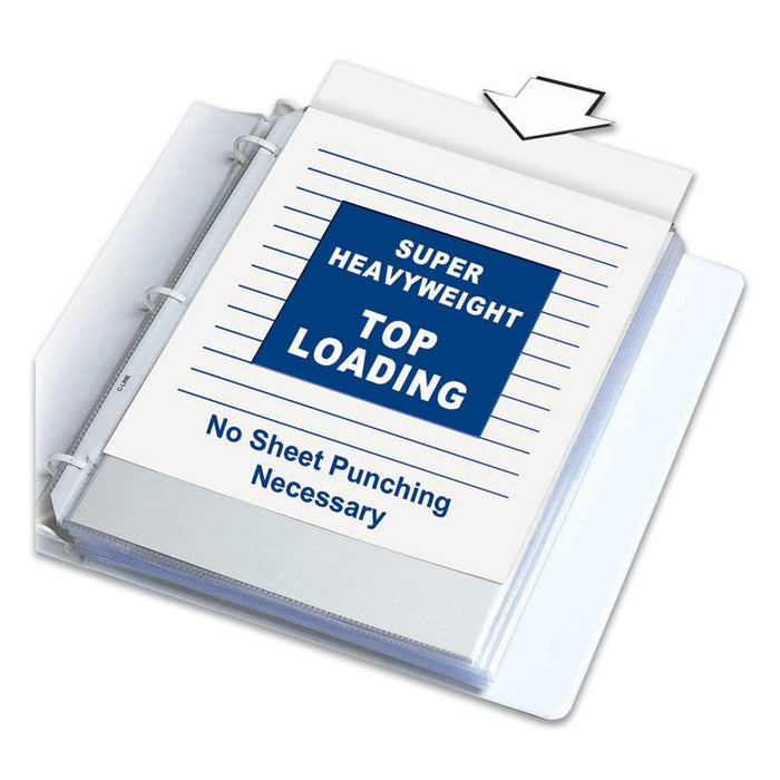 Polypropylene Sheet Protectors, Super Heavy-Duty, Side: 3-Hole Punched, Top Load 8.5 x 11 Insert, Nonglare Clear, 50/Box