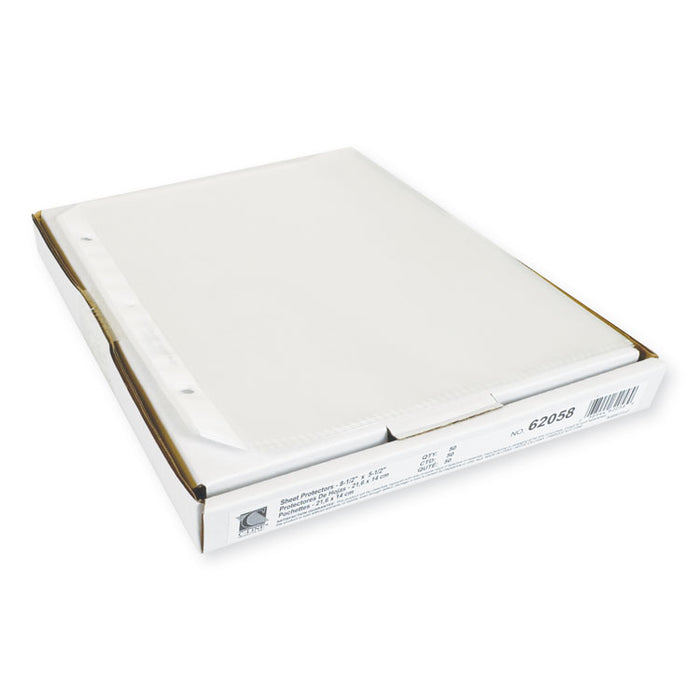 Polypropylene Sheet Protectors, Heavy-Duty, Side: 3-Hole Punched, Top Load 5.5 x 8.5 Insert, Clear Front, 50/Box