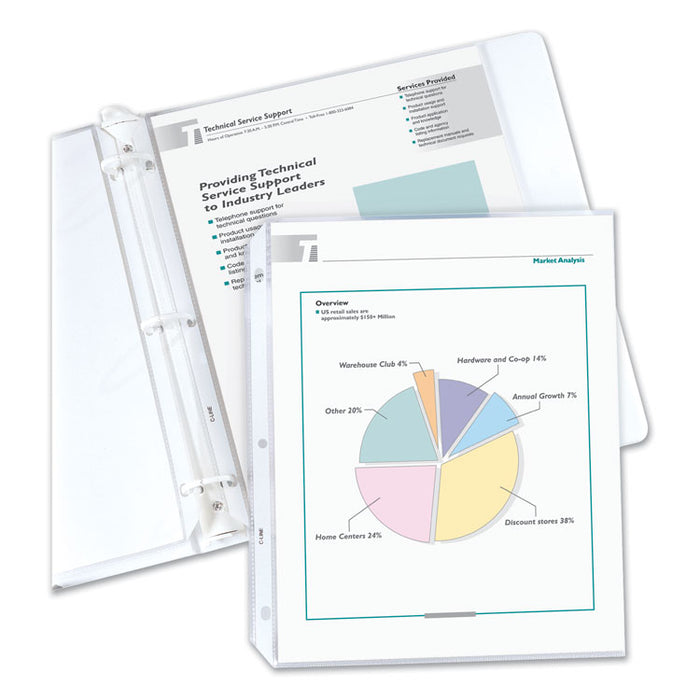 Polypropylene Sheet Protector Value Pack, Light-Duty, Side: 3-Hole Punched, Top Load 8.5 x 11 Insert, Reduced Glare, 200/Box