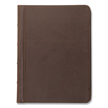 Vintage Hardback Zipper Portfolio, Vinyl, Dark Brown, 11 x 8.5