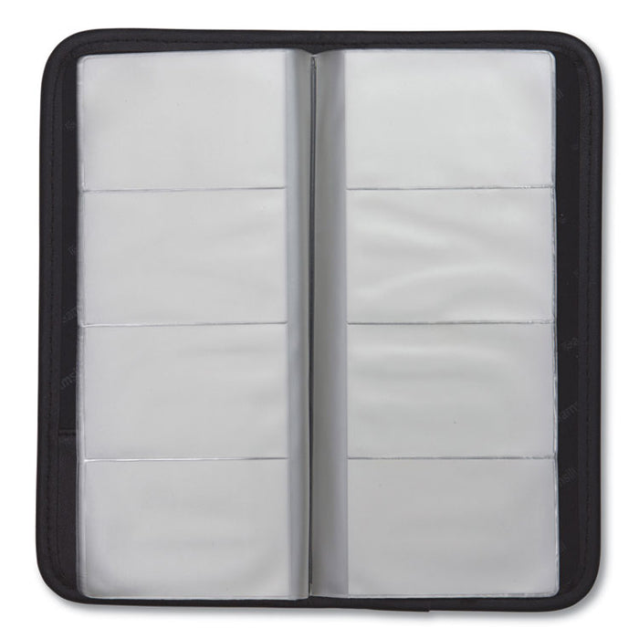 Professional Vinyl Business Card File, Holds 160 2 x 3.5 Cards, 4.75 x 10.25, Black