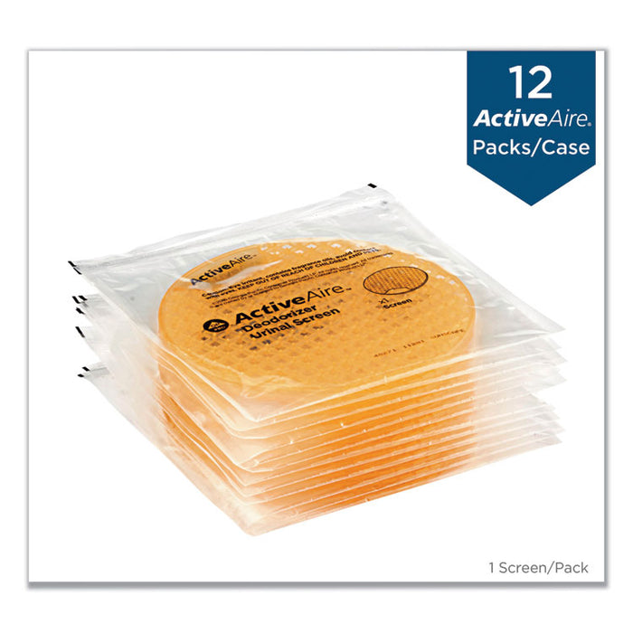 ActiveAire Deodorizer Urinal Screen, Sunscape Mango Scent, Orange, 12/Carton