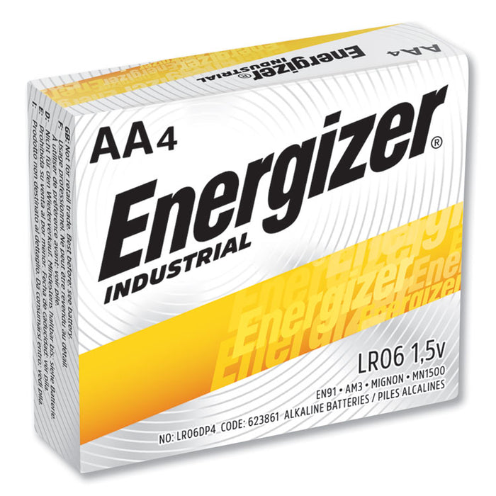 Industrial Alkaline AA Batteries, 1.5 V, 4/Pack, 6 Packs/Box